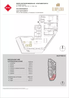 4 pokoje, mieszkanie 116,21 m², piętro 9, oferta nr B-09-66B, ATAL Olimpijska, Katowice, Bogucice, ul. Olimpijska / al. Korfantego