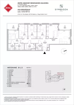 5 pokoi, mieszkanie 99,01 m², piętro 2, oferta nr B1.2.3, ATAL Symbioza, Gdynia, Cisowa, ul. Kcyńska