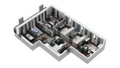 5 pokoi, mieszkanie 107,41 m², piętro 1, oferta nr B1.1.12, Zakole Wisły II, Kraków, Podgórze, ul. Na Zakolu Wisły