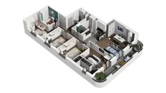 5 pokoi, mieszkanie 107,41 m², piętro 3, oferta nr B1.3.26, Zakole Wisły II, Kraków, Podgórze, ul. Na Zakolu Wisły