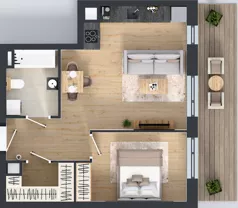 2 pokoje, mieszkanie 46,32 m², piętro 1, oferta nr B5-K1-1-6, ATAL Strachowicka II, Wrocław, Żerniki, Fabryczna, ul. Strachowicka