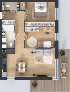 3 pokoje, mieszkanie 66,75 m², piętro 2, oferta nr B5-K2-2-4, ATAL Strachowicka II, Wrocław, Żerniki, Fabryczna, ul. Strachowicka