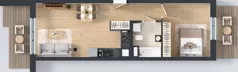 2 pokoje, mieszkanie 46,04 m², piętro 3, oferta nr B9-K2-3-1, ATAL Strachowicka II, Wrocław, Żerniki, Fabryczna, ul. Strachowicka