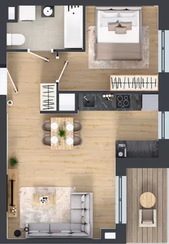 2 pokoje, mieszkanie 42,19 m², piętro 2, oferta nr B12-K2-2-3, Żerniki Na Novo III, Wrocław, Żerniki, ul. Maxa Berga