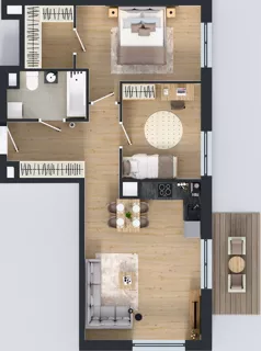 3 pokoje, mieszkanie 63,51 m², piętro 2, oferta nr B9-K1-2-2, Żerniki Na Novo III, Wrocław, Żerniki, ul. Maxa Berga