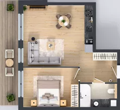 2 pokoje, mieszkanie 46,16 m², piętro 1, oferta nr D.1.1, ATAL Parkowa, Poznań, Nowe Miasto, Osiedle Warszawskie, ul. Mogileńska
