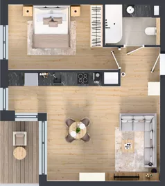 2 pokoje, mieszkanie 50,41 m², piętro 1, oferta nr E.1.3, ATAL Parkowa, Poznań, Nowe Miasto, Osiedle Warszawskie, ul. Mogileńska