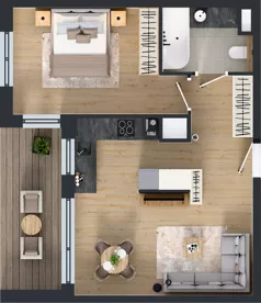 2 pokoje, mieszkanie 47,86 m², piętro 1, oferta nr E.1.4, ATAL Parkowa, Poznań, Nowe Miasto, Osiedle Warszawskie, ul. Mogileńska