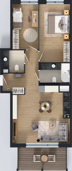 3 pokoje, mieszkanie 67,89 m², piętro 1, oferta nr H.1.1, ATAL Parkowa, Poznań, Nowe Miasto, Osiedle Warszawskie, ul. Mogileńska