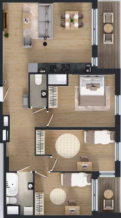 4 pokoje, mieszkanie 80,54 m², piętro 13, oferta nr 2.A106, Niebieski Bursztyn II, Reda, ul. Bosmańska