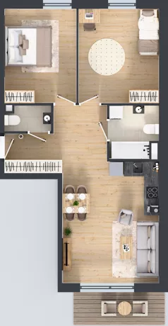 3 pokoje, mieszkanie 64,85 m², piętro 2, oferta nr 2.B1, Niebieski Bursztyn II, Reda, ul. Bosmańska