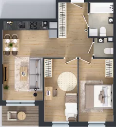 3 pokoje, mieszkanie 54,51 m², piętro 3, oferta nr 2.C7, Niebieski Bursztyn II, Reda, ul. Bosmańska