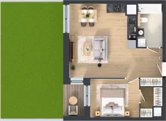2 pokoje, mieszkanie 47,10 m², piętro 1, oferta nr 1A.1.14, Nowa Francuska IIB, Katowice, Osiedle Paderewskiego-Muchowiec, Muchowiec, ul. Szybowcowa