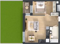 2 pokoje, mieszkanie 46,65 m², piętro 1, oferta nr 1B.1.95, Nowa Francuska IIB, Katowice, Osiedle Paderewskiego-Muchowiec, Muchowiec, ul. Szybowcowa