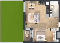 2 pokoje, mieszkanie 46,65 m², piętro 1, oferta nr 1B.1.95, Nowa Francuska IIB, Katowice, Osiedle Paderewskiego-Muchowiec, Muchowiec, ul. Szybowcowa