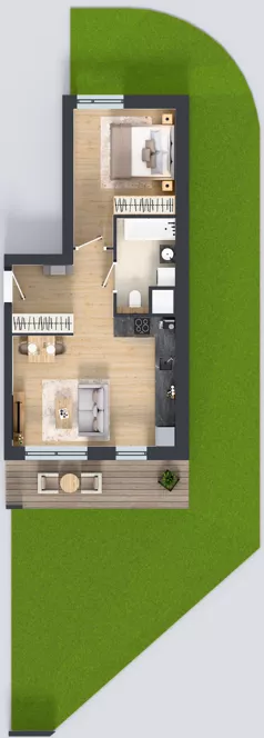 2 pokoje, mieszkanie 43,02 m², parter, oferta nr 1D.0.171, Nowa Francuska IIB, Katowice, Osiedle Paderewskiego-Muchowiec, Muchowiec, ul. Szybowcowa