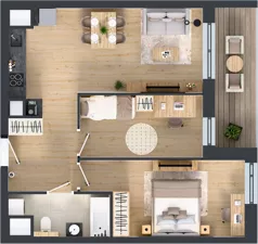 3 pokoje, mieszkanie 56,55 m², piętro 1, oferta nr 1A.1.10, Nowa Francuska IIB, Katowice, Osiedle Paderewskiego-Muchowiec, Muchowiec, ul. Szybowcowa