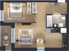 2 pokoje, mieszkanie 44,46 m², piętro 1, oferta nr 1A.1.12, Nowa Francuska IIB, Katowice, Osiedle Paderewskiego-Muchowiec, Muchowiec, ul. Szybowcowa