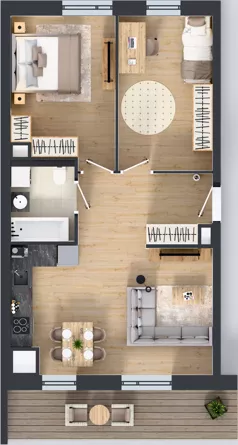 3 pokoje, mieszkanie 60,25 m², piętro 1, oferta nr 1C.1.152, Nowa Francuska IIB, Katowice, Osiedle Paderewskiego-Muchowiec, Muchowiec, ul. Szybowcowa
