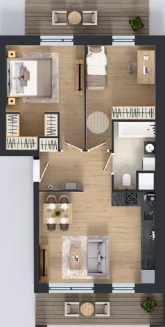 3 pokoje, mieszkanie 58,70 m², piętro 1, oferta nr 1D.1.174, Nowa Francuska IIB, Katowice, Osiedle Paderewskiego-Muchowiec, Muchowiec, ul. Szybowcowa