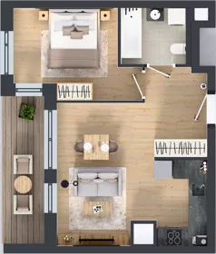 2 pokoje, mieszkanie 42,38 m², piętro 2, oferta nr 1A.2.24, Nowa Francuska IIB, Katowice, Osiedle Paderewskiego-Muchowiec, Muchowiec, ul. Szybowcowa