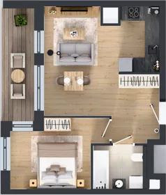 2 pokoje, mieszkanie 42,38 m², piętro 2, oferta nr 1B.2.101, Nowa Francuska IIB, Katowice, Osiedle Paderewskiego-Muchowiec, Muchowiec, ul. Szybowcowa