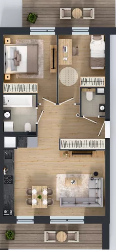 3 pokoje, mieszkanie 60,72 m², piętro 2, oferta nr 1D.2.179, Nowa Francuska IIB, Katowice, Osiedle Paderewskiego-Muchowiec, Muchowiec, ul. Szybowcowa