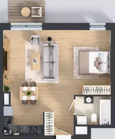 1 pokój, mieszkanie 43,39 m², piętro 1, oferta nr A1.1.1, ATAL Grabiszyn, Wrocław, Gajowice, Fabryczna, ul. Grochowa