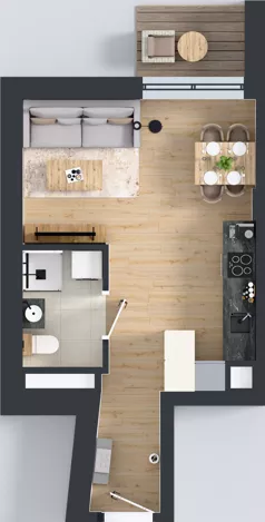 1 pokój, mieszkanie 28,00 m², piętro 4, oferta nr A1.4.42, ATAL Grabiszyn, Wrocław, Gajowice, Fabryczna, ul. Grochowa