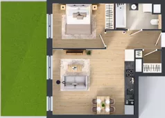 2 pokoje, mieszkanie 45,39 m², parter, oferta nr A1.0.03, Zakole Wisły, Kraków, Podgórze, ul. Na Zakolu Wisły