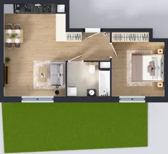 2 pokoje, mieszkanie 44,94 m², parter, oferta nr A2.0.35, Zakole Wisły, Kraków, Podgórze, ul. Na Zakolu Wisły