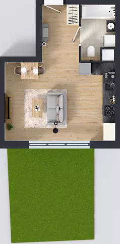1 pokój, mieszkanie 31,07 m², parter, oferta nr A3.0.59, Zakole Wisły, Kraków, Podgórze, ul. Na Zakolu Wisły