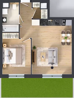 2 pokoje, mieszkanie 45,48 m², parter, oferta nr A5.0.25, Zakole Wisły, Kraków, Podgórze, ul. Na Zakolu Wisły