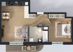 2 pokoje, mieszkanie 44,94 m², piętro 1, oferta nr A2.1.39, Zakole Wisły, Kraków, Podgórze, ul. Na Zakolu Wisły