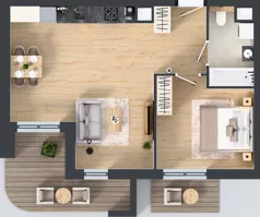 2 pokoje, mieszkanie 50,37 m², piętro 1, oferta nr A2.1.42, Zakole Wisły, Kraków, Podgórze, ul. Na Zakolu Wisły