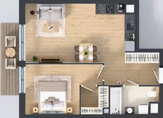 2 pokoje, mieszkanie 48,38 m², piętro 1, oferta nr A4.1.07, Zakole Wisły, Kraków, Podgórze, ul. Na Zakolu Wisły