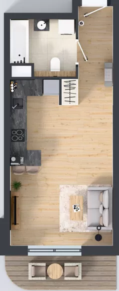 1 pokój, mieszkanie 33,64 m², piętro 2, oferta nr A3.2.66, Zakole Wisły, Kraków, Podgórze, ul. Na Zakolu Wisły