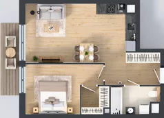 2 pokoje, mieszkanie 48,38 m², piętro 2, oferta nr A4.2.11, Zakole Wisły, Kraków, Podgórze, ul. Na Zakolu Wisły