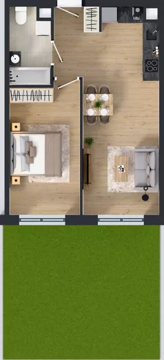2 pokoje, mieszkanie 45,77 m², parter, oferta nr III-B2.M3, Strefa Cegielnia 3, Kraków, Wzgórza Krzesławickie, Zesławice, ul. Gustawa Morcinka