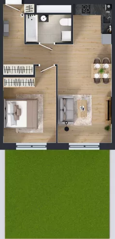 2 pokoje, mieszkanie 49,25 m², parter, oferta nr III-B2.M20, Strefa Cegielnia 3, Kraków, Wzgórza Krzesławickie, Zesławice, ul. Gustawa Morcinka