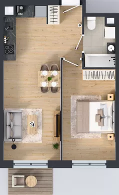 2 pokoje, mieszkanie 44,83 m², piętro 1, oferta nr III-B2.M5, Strefa Cegielnia 3, Kraków, Wzgórza Krzesławickie, Zesławice, ul. Gustawa Morcinka
