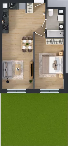 2 pokoje, mieszkanie 44,83 m², parter, oferta nr III-B3.M2, Strefa Cegielnia 3, Kraków, Wzgórza Krzesławickie, Zesławice, ul. Gustawa Morcinka
