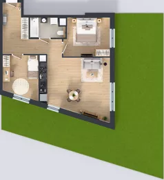 3 pokoje, mieszkanie 64,74 m², parter, oferta nr 2B.06, Skwer Harmonia 2, Kraków, Podgórze, Rybitwy, ul. Półłanki