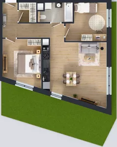 3 pokoje, mieszkanie 65,29 m², parter, oferta nr 3B.09, Skwer Harmonia 2, Kraków, Podgórze, Rybitwy, ul. Półłanki