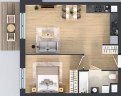 2 pokoje, mieszkanie 46,29 m², piętro 1, oferta nr 1A.15, Skwer Harmonia 2, Kraków, Podgórze, Rybitwy, ul. Półłanki