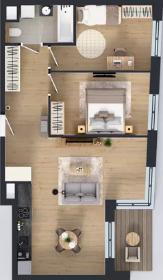 3 pokoje, mieszkanie 64,35 m², piętro 1, oferta nr 2A.11, Skwer Harmonia 2, Kraków, Podgórze, Rybitwy, ul. Półłanki