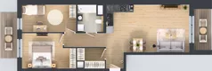 3 pokoje, mieszkanie 70,29 m², piętro 1, oferta nr 2B.09, Skwer Harmonia 2, Kraków, Podgórze, Rybitwy, ul. Półłanki