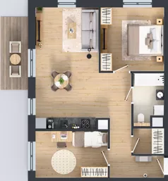 3 pokoje, mieszkanie 65,14 m², piętro 1, oferta nr 3A.13, Skwer Harmonia 2, Kraków, Podgórze, Rybitwy, ul. Półłanki