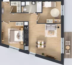 3 pokoje, mieszkanie 65,29 m², piętro 1, oferta nr 3B.20, Skwer Harmonia 2, Kraków, Podgórze, Rybitwy, ul. Półłanki