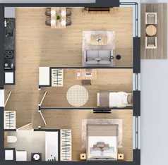 3 pokoje, mieszkanie 58,64 m², piętro 2, oferta nr 1A.29, Skwer Harmonia 2, Kraków, Podgórze, Rybitwy, ul. Półłanki